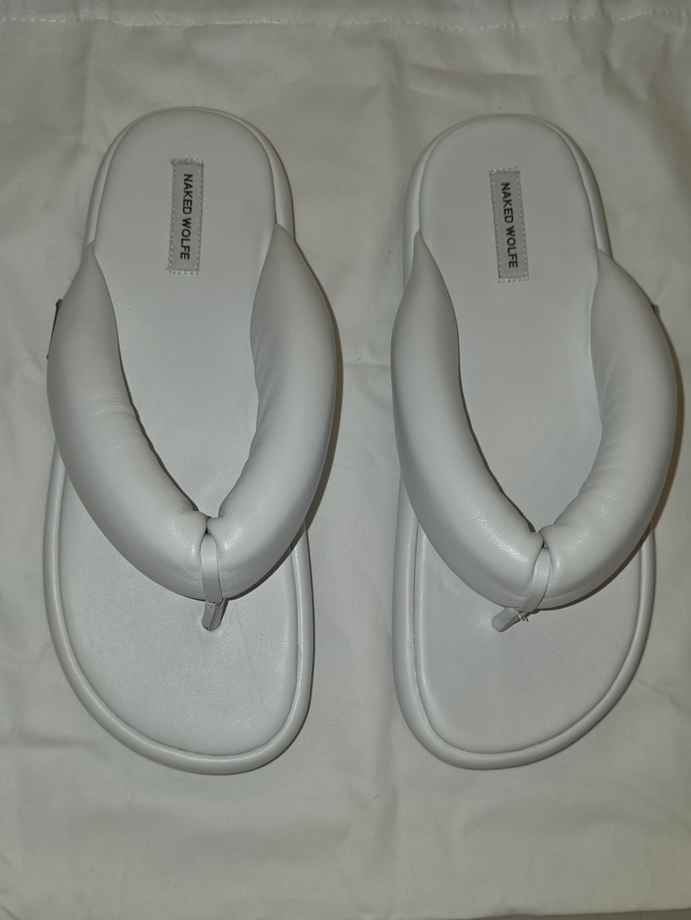 Naked Wolfe White Padded Toe-Post Sandals